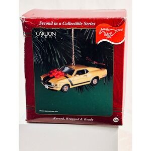 Carlton Cards 1970 Ford Mustang Boss 302 Ornament Revved Wrapped Ready Yellow